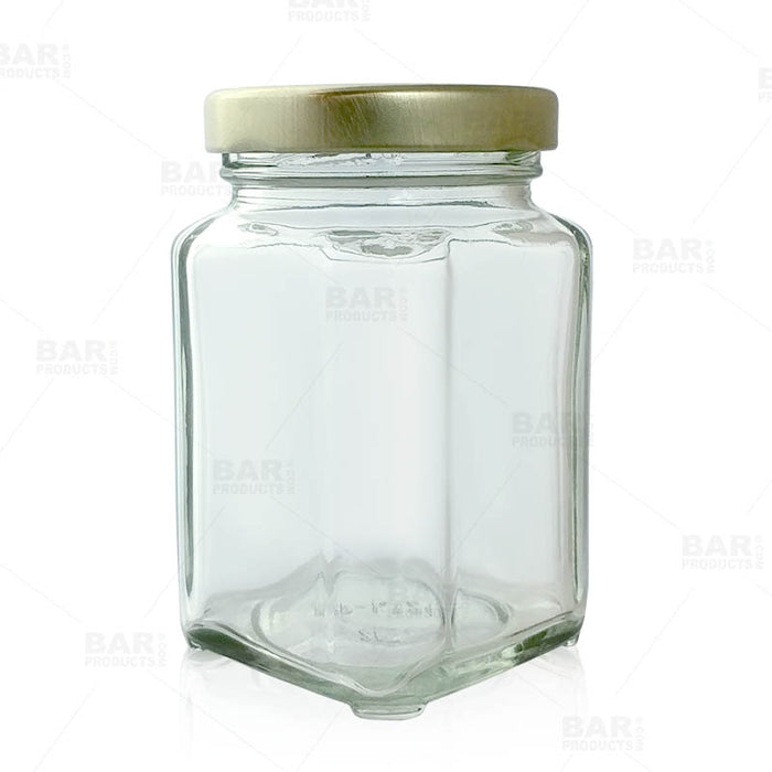 Victorian Square Craft Bartending Jar w/ Gold Lid - 3.75 oz / 110ml