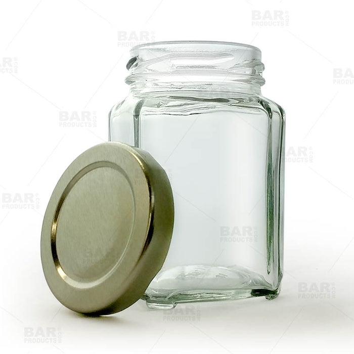 10 oz (292 ml) Victorian Square Glass Jar with White Lid