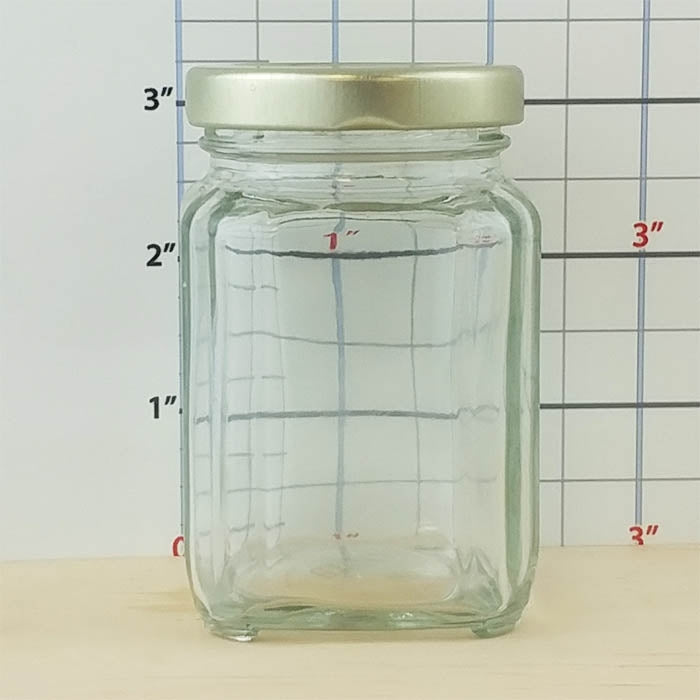Square Victorian Glass Jars Bulk Pack Set of 12 10 oz. w/ WHITE Tin Lid NEW