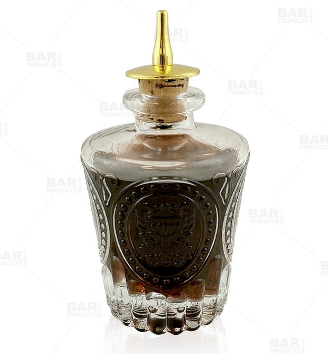 BarConic® Antique Bitters Bottle w/ Gold Plated Dasher Cork - 4 oz