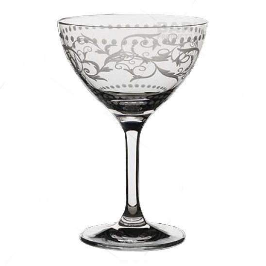 6 Vintage Etched Cocktail Glasses ~ Wine Glasses, 10 oz Cocktail Mimosa  Glasses, Tall Cocktail glasses, Summer Cocktail Glasses