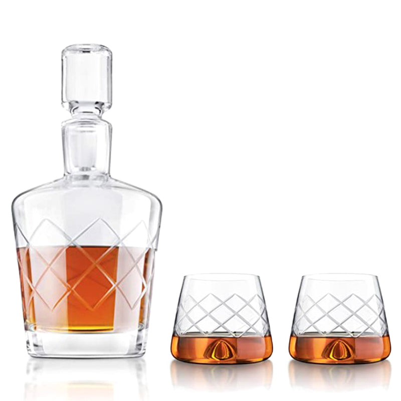 LIGHTEN LIFE Whiskey Glass Set (2 Crystal Bourbon Glass,2 Ice Molds,2  Coasters) in Gift Box,Non-Lead Old Fashioned Glass for Bourbon  Scotch,Whiskey