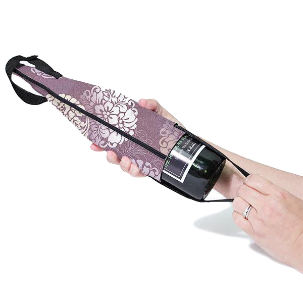 ADD YOUR NAME - Wine Bottle Cooler with Strap - Elegant Floral