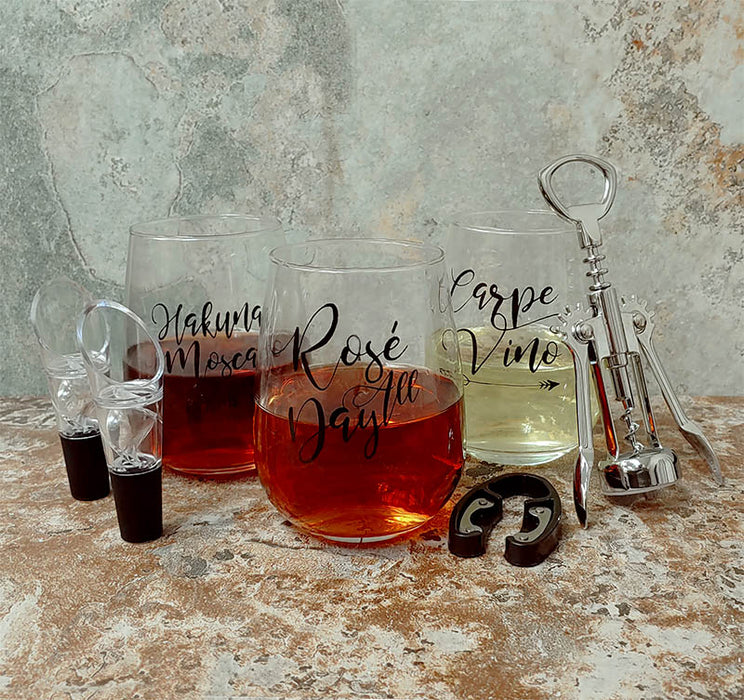 Stemless Wine Glass Gift Set for Her