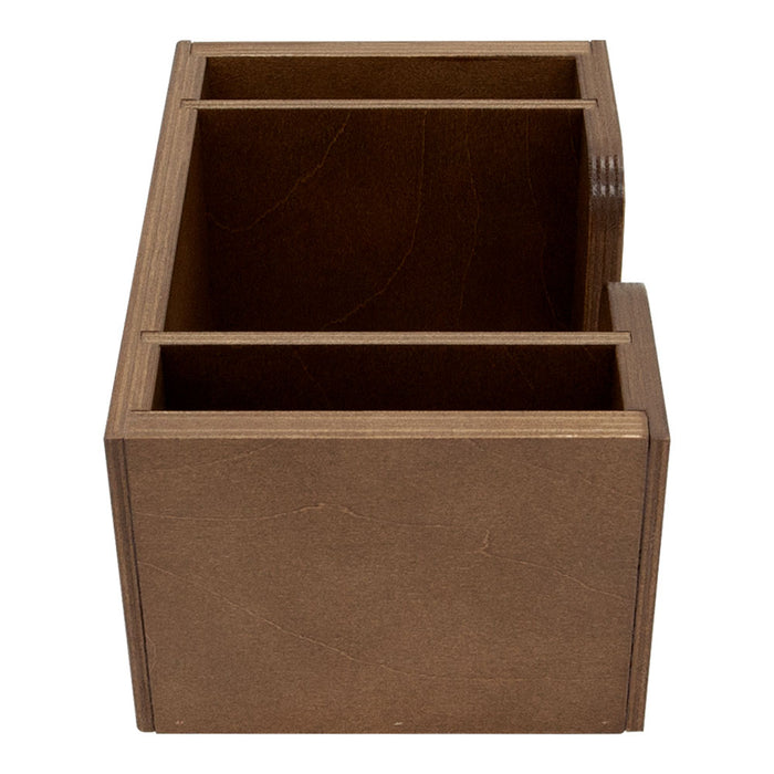 Wood Bar Caddy for Napkins, Straws, & Stirrers - Stained - Empty Side