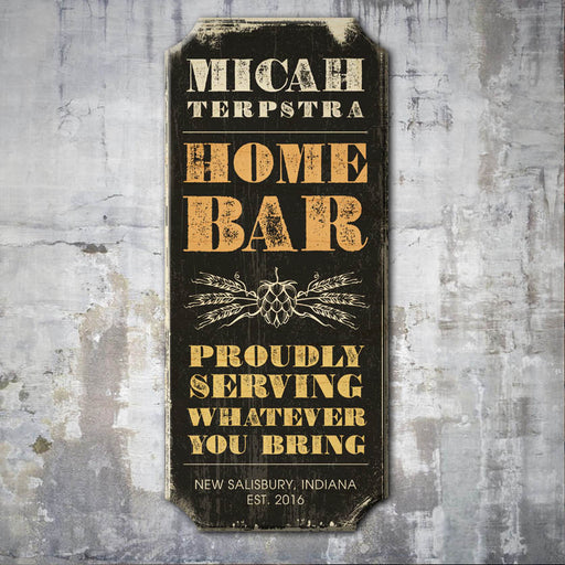 CUSTOMIZABLE Wood Plaque Sign - HOME BAR - Color Options
