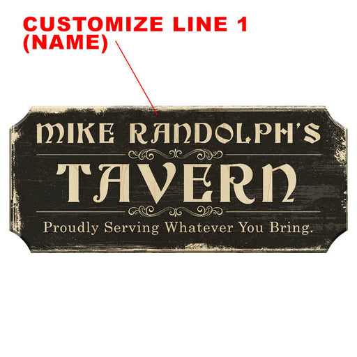 CUSTOMIZABLE Wood Plaque Sign - TAVERN - Color Options