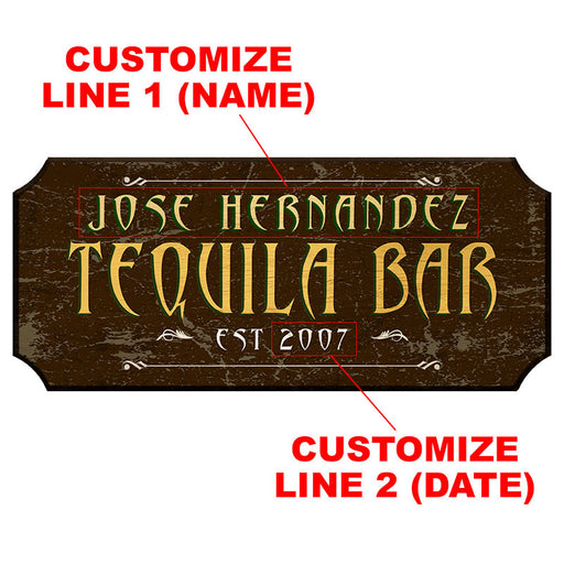 CUSTOMIZABLE Wood Plaque Sign - TEQUILA BAR - Color Options