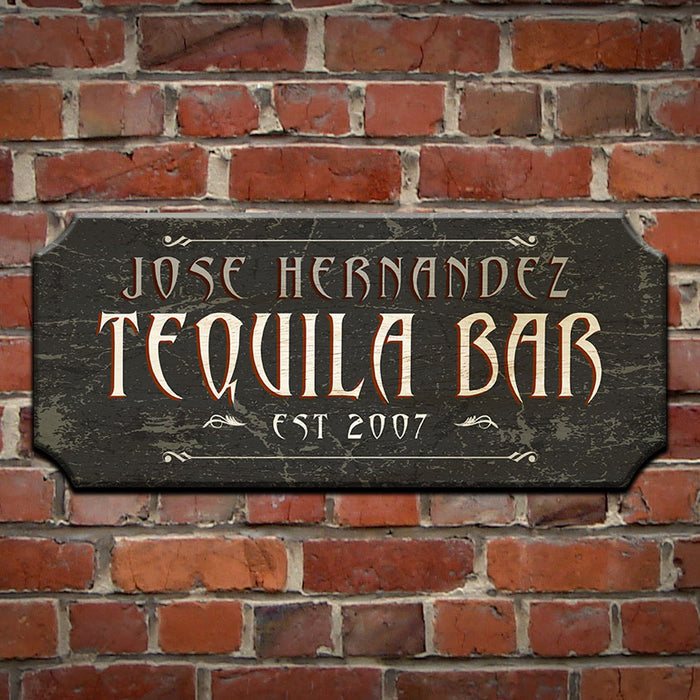 CUSTOMIZABLE Wood Plaque Sign - TEQUILA BAR - Color Options