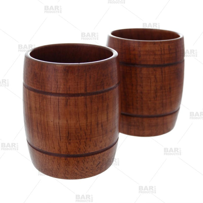 Handmade Wood Barrel Cocktail Tumblers - 12 oz - Set of 2