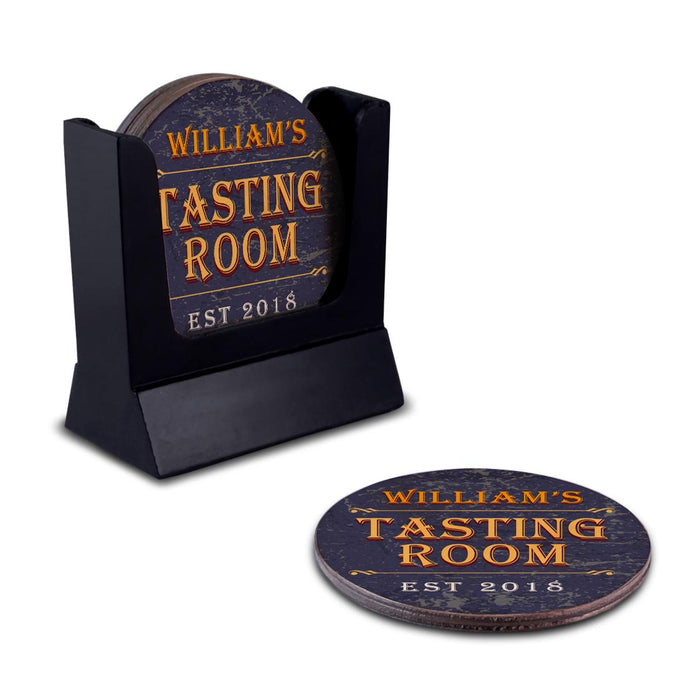 Wooden Round Coasters - Customizable - Tasting Room - Set of 4
