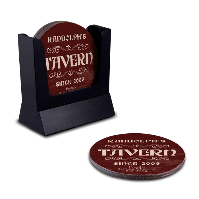 Wooden Round Coasters - Customizable - Tavern Theme - Set of 4