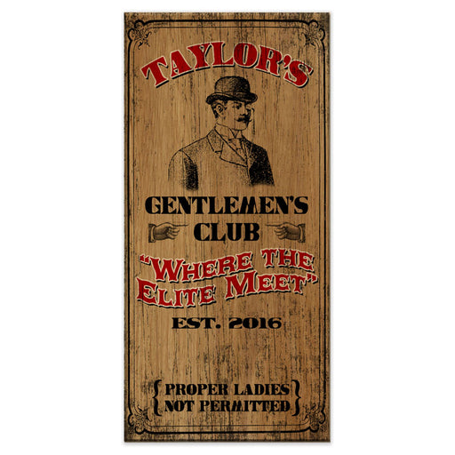 CUSTOMIZABLE Large Vintage Wooden Bar Sign - Gentlemen's Club