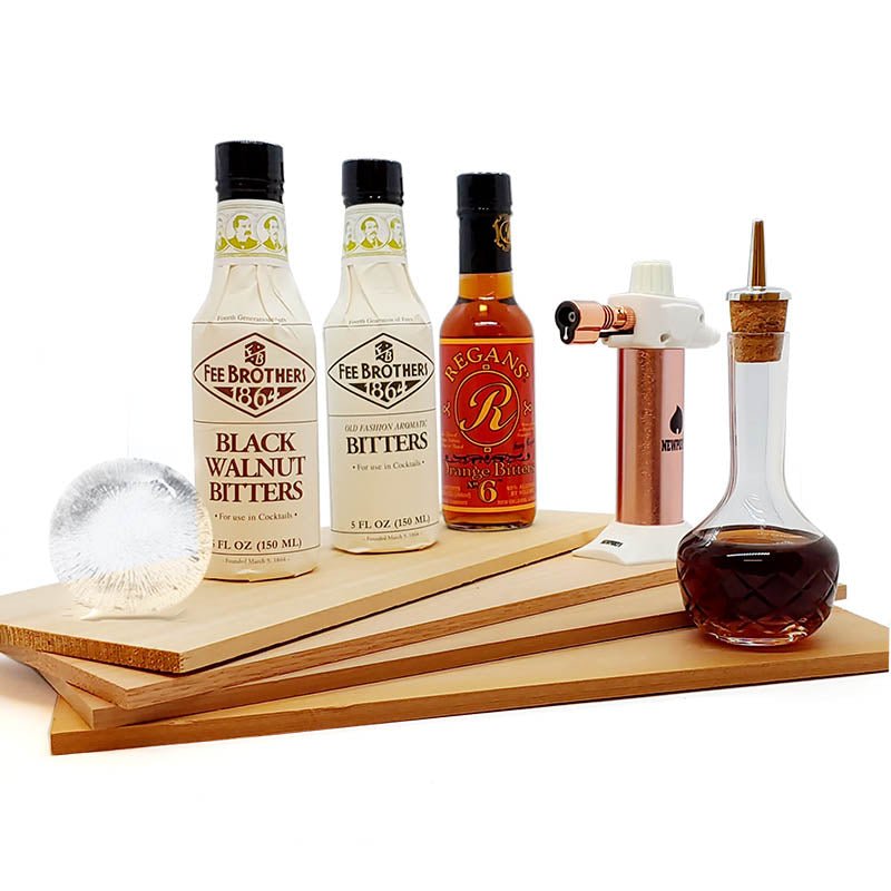 Smoked Cocktail Bitters Kit w/ Variety Flavored Wood Planks and Ice Ba ...