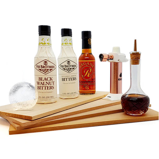 Smoked Cocktail Bitters Kit w/ Variety Flavored Wood Planks and Ice Ball Mold