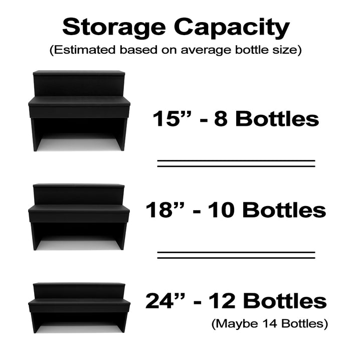Wood Under Storage Liquor Shelves - 2 Tier - Storage Capacity