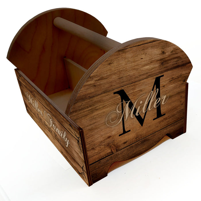 Wooden Condiment Caddy w/ Handle - Customizable Monogram Design
