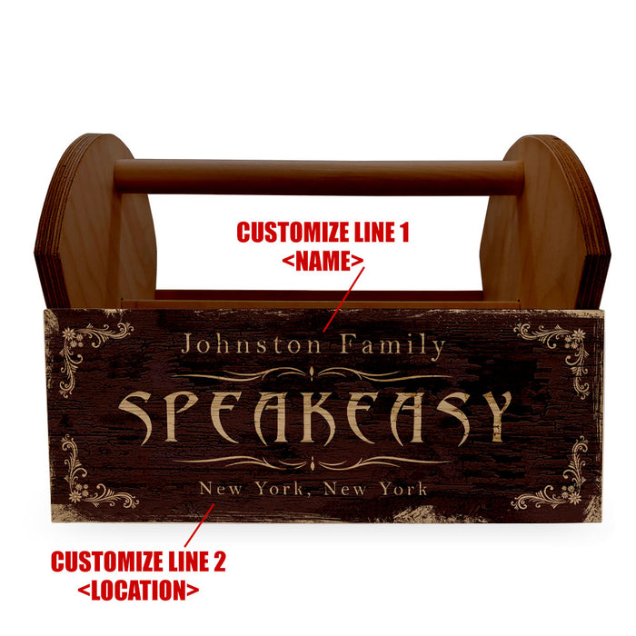 Wooden Condiment Caddy w/ Handle- Customizable Speakeasy Design