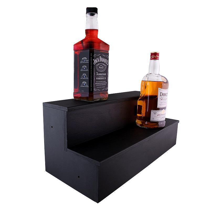 Wooden Liquor Bottle Shelves - Handcrafted in the USA - 2 Tier - Black - Size Variants