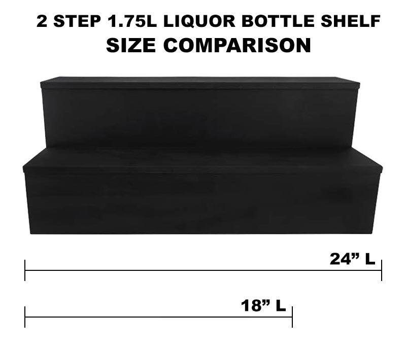 1.75 Liter Bottle Wooden Liquor Shelves - Handcrafted in the USA - 2 Tier - Black