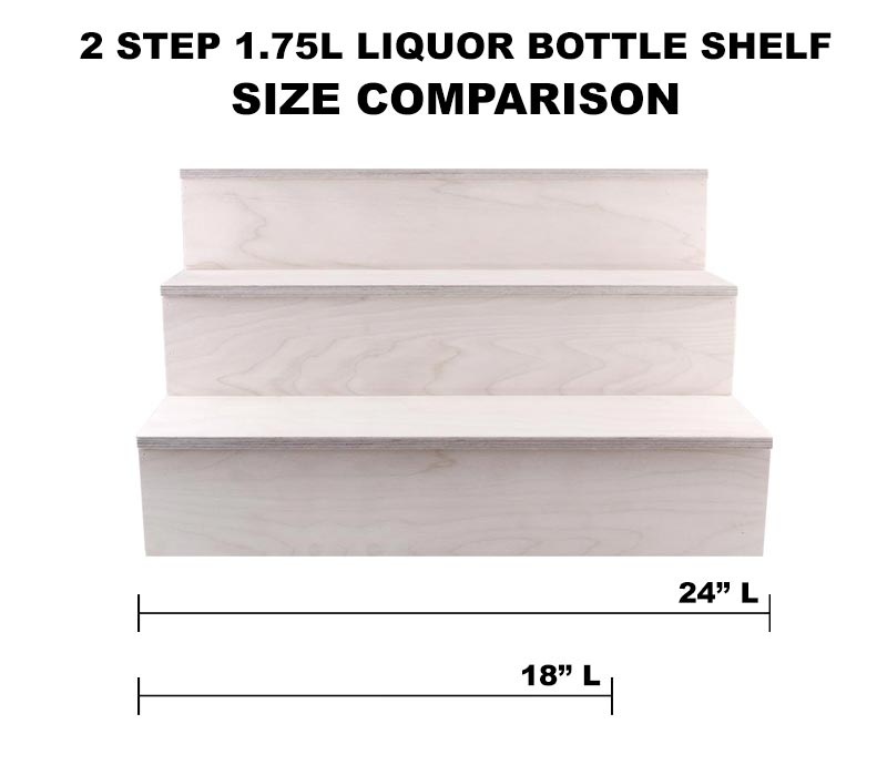 Wooden Liquor Bottle Shelves - Handcrafted in the USA - 3 Tier - Natural - Size Variants