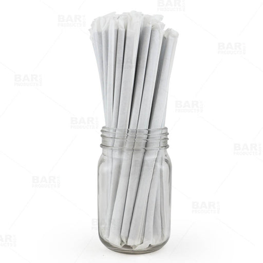 BarConic® "Eco-Friendly" Wrapped Paper Straws - 7 3/4" Solid Black - Packs of 100