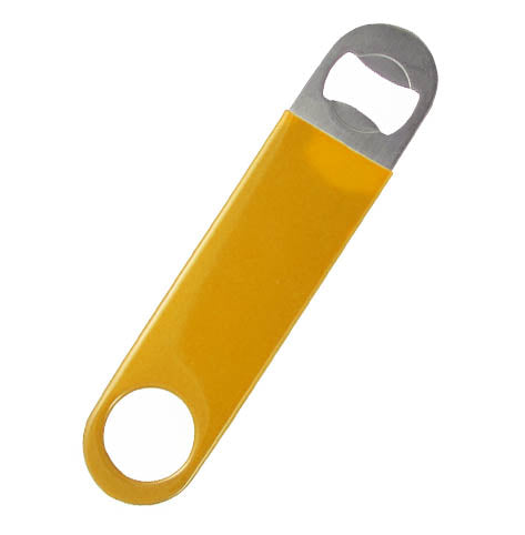 Speed Bottle Opener / Bar Key - Yellow Vinyl Rubber Grip