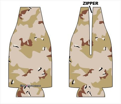 Zipper Style Bottle Coozie - Camo Desert