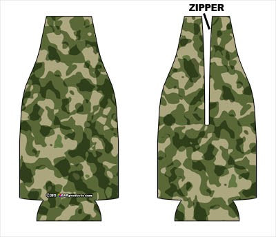 Zipper Style Bottle Coozie - Camo Forest
