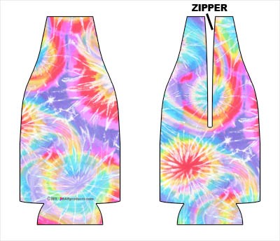Zipper Style Bottle Coozie -Tie Dye