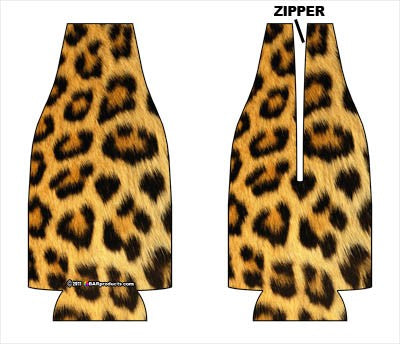 Zipper Style Bottle Coozie -Leopard
