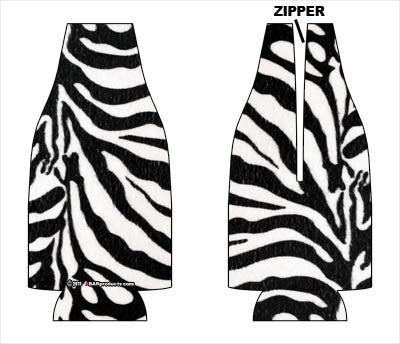 Zipper Style Bottle Coozie -Zebra